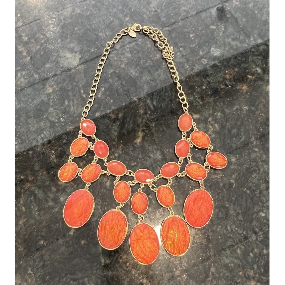 Vintage Charming Charlie Statement Necklace 16 To‎ 18"  Acrylic Faceted Beads